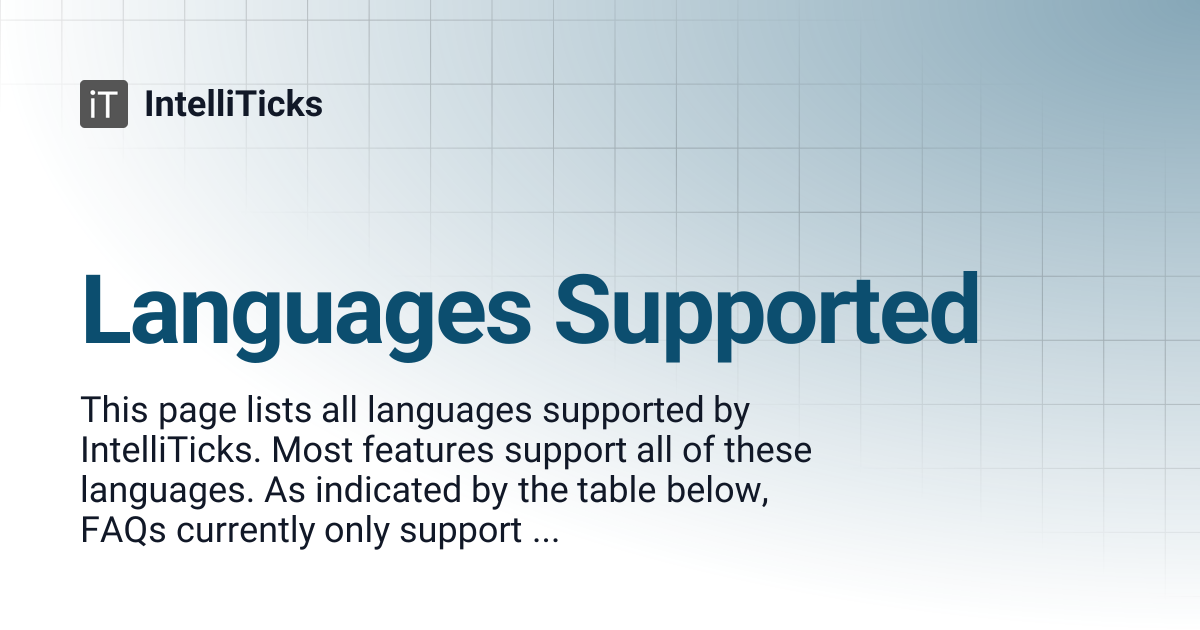 Languages Supported | IntelliTicks